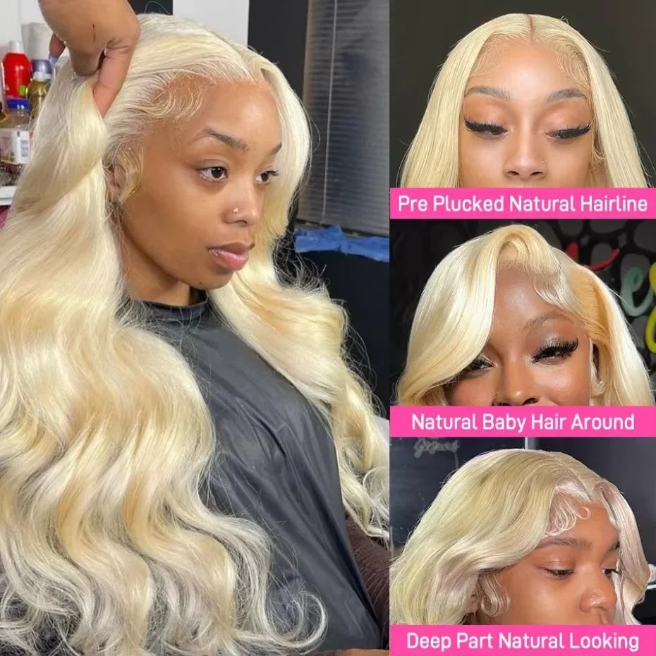 Maxy 40 42 Inch Body Wave Lace Front Human Hair Wigs Brazilian 613 Hd Lace Frontal Human Hair Wig 13x6 Colored Blonde 200 Density