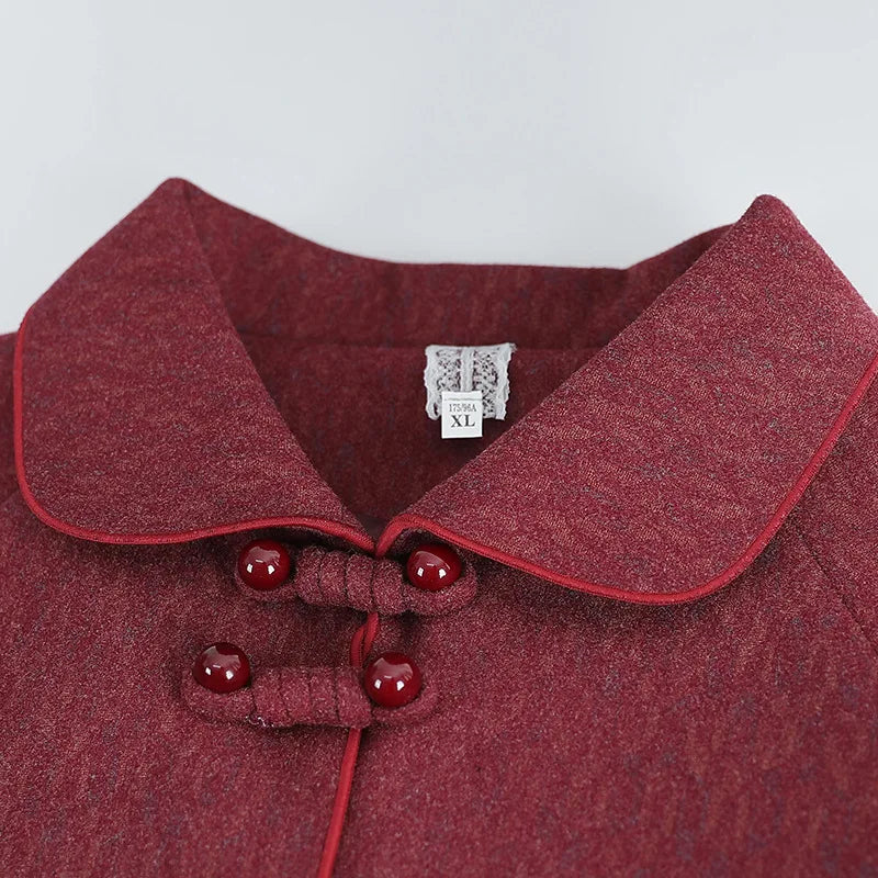 Amay Fashion Party Retro Jacket Winter Grandma Warm Tang Costume Traditional Chinese Clothes Female Plus Size 5XL Vintage Button Coat