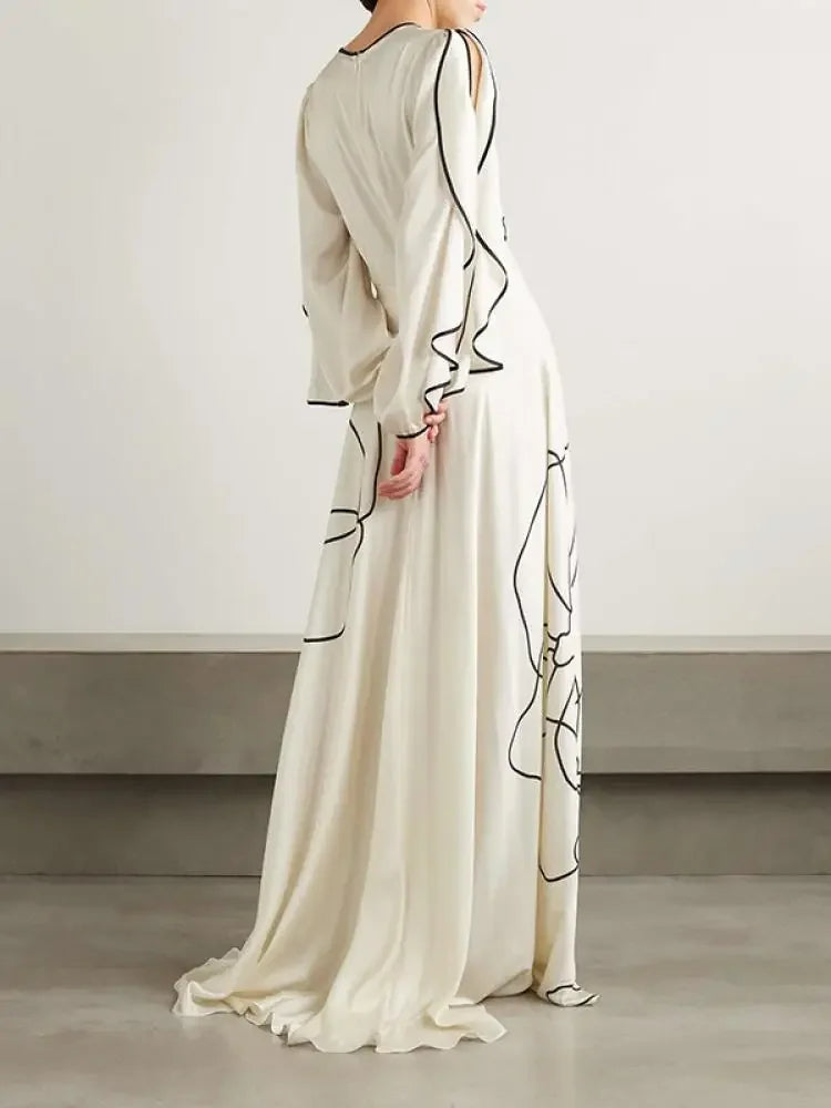 Maxy Yezzi Female British Style Flower Printed Party Evening Dresses New Spring Summer Ruffled Sleeve Falbala Elegant Prom Gown