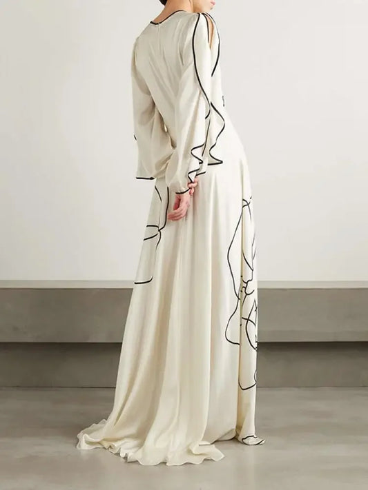 Maxy Yezzi Female British Style Flower Printed Party Evening Dresses New Spring Summer Ruffled Sleeve Falbala Elegant Prom Gown