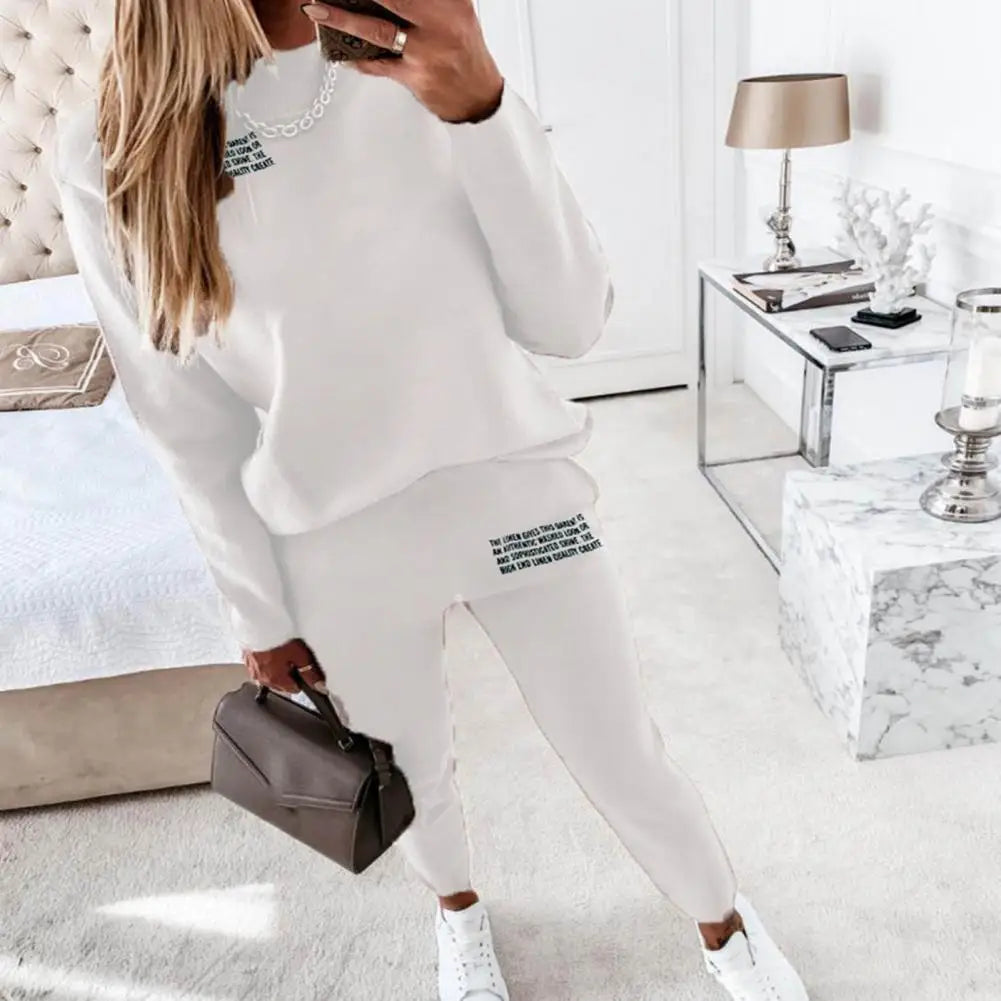 Amay Women's Tracksuit Casual Solid Long Sleeve Sport Suits Autumn Warm Sweatshirts and Long Pant Fleece Two Piece Sets