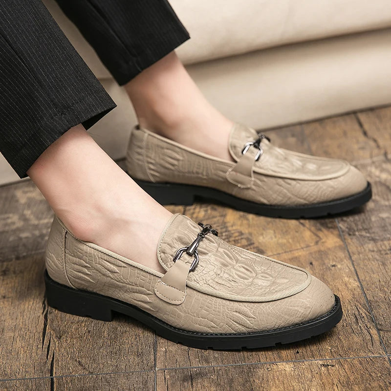 Amay Luxurious Designer Italian Wedding Casual Business Crocodile Leather Suit Luxury Formal Mens Dress Loafers Oxfords Shoes for Men