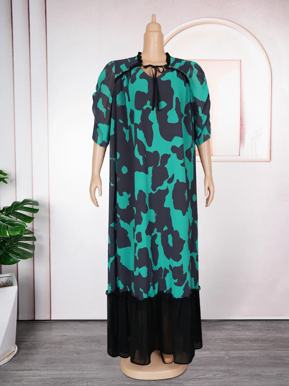Amay Party Dresses for Women Elegant Turkey Muslim Maxy Dress Plus Size Summer Fashion Dashiki Ankara Print Gown