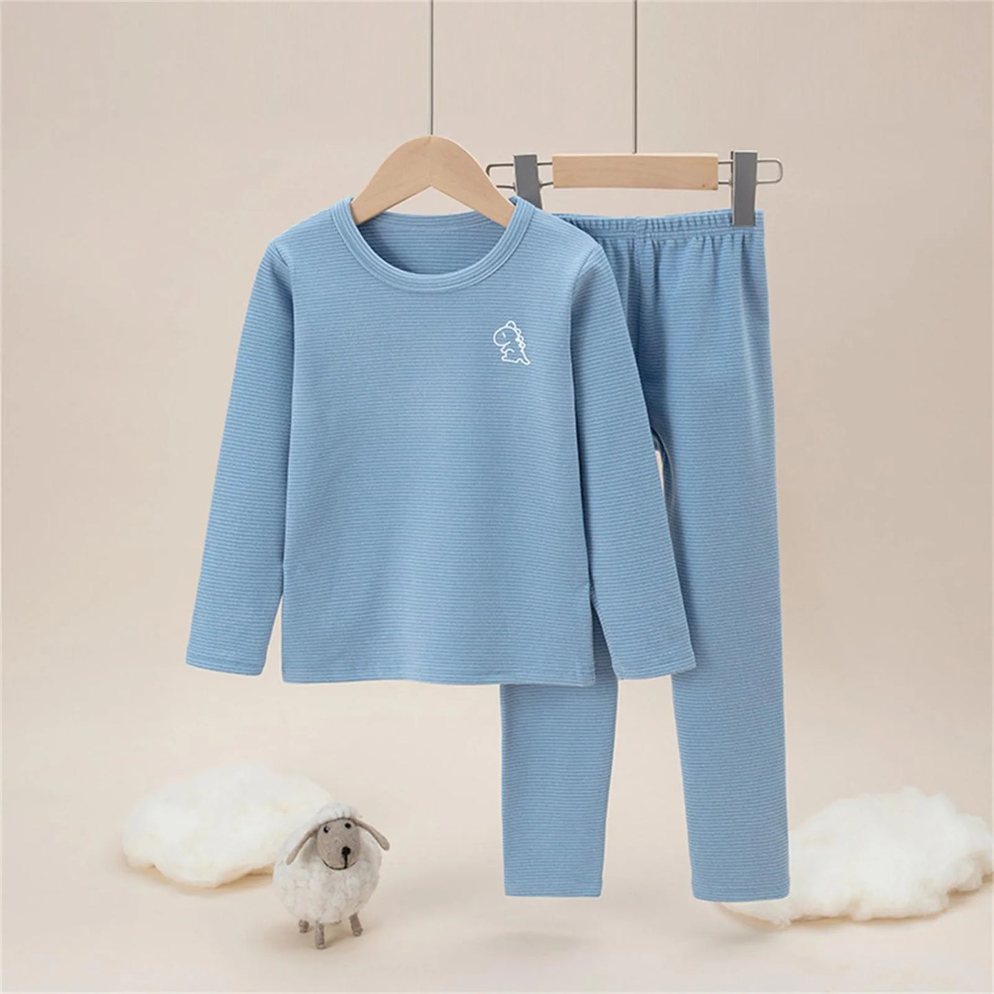 Amay Winter Warm Pajama's Sets for Boys Kids Thermal Pajamas Solid Color Toddler Sleepwear Autumn Clothes For Children Pajamas Suit