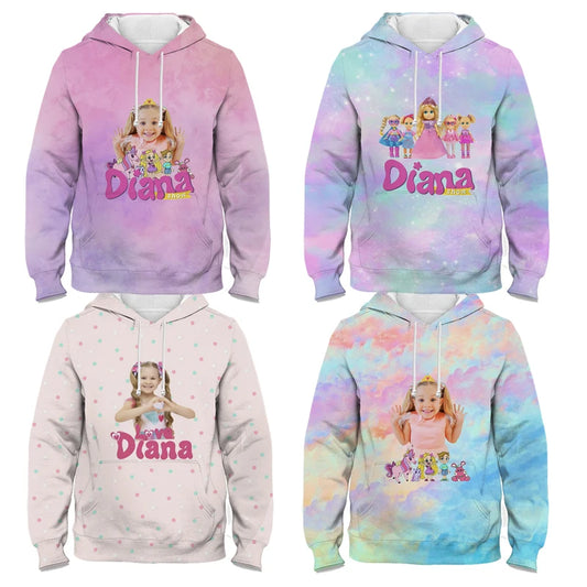 Maxy Kids Diana And Roma Show Clothes Hoody Sweatshirt Baby Girls Cartoon Toddler Boys Pullover Outerwear Children Casual Sweater