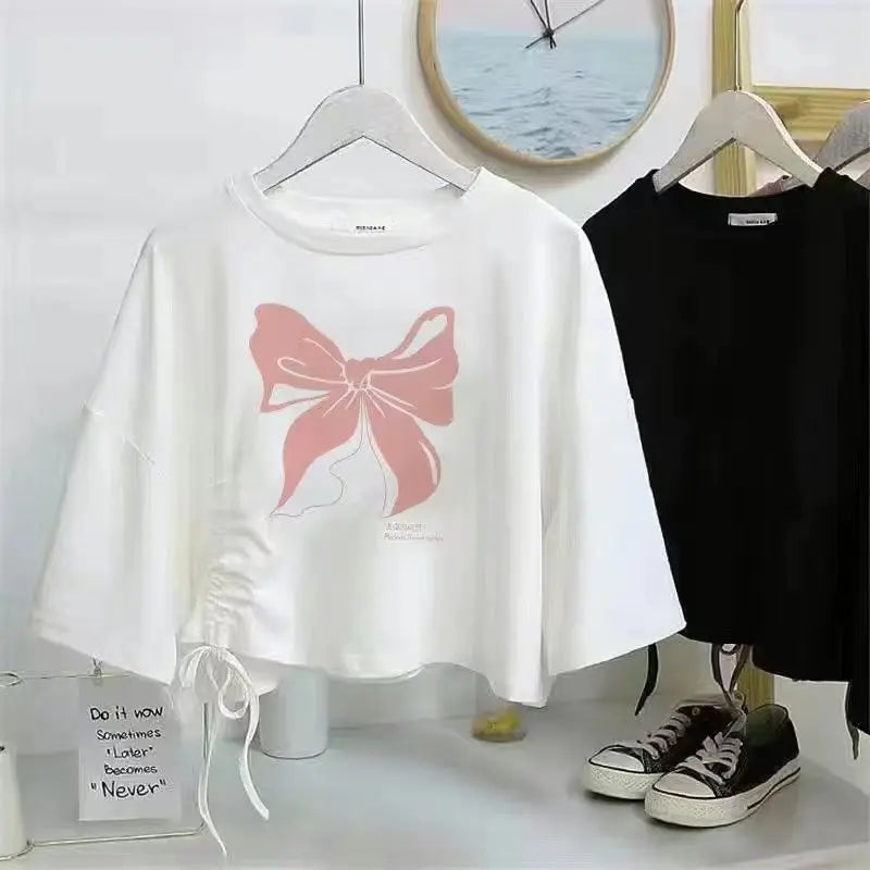 Maxy Summer New Korean Elegant Cute Short Sleeved T-shirt+Mesh Midi Skirt Two Piece Suit Women's Loose Top Dress Matching Set