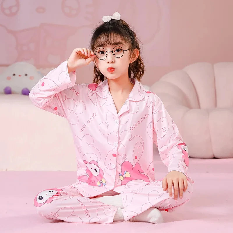 Maxy Kids Pajamas Children Casual Spring Home Long Sleeve Set Girl Nightwear Pants