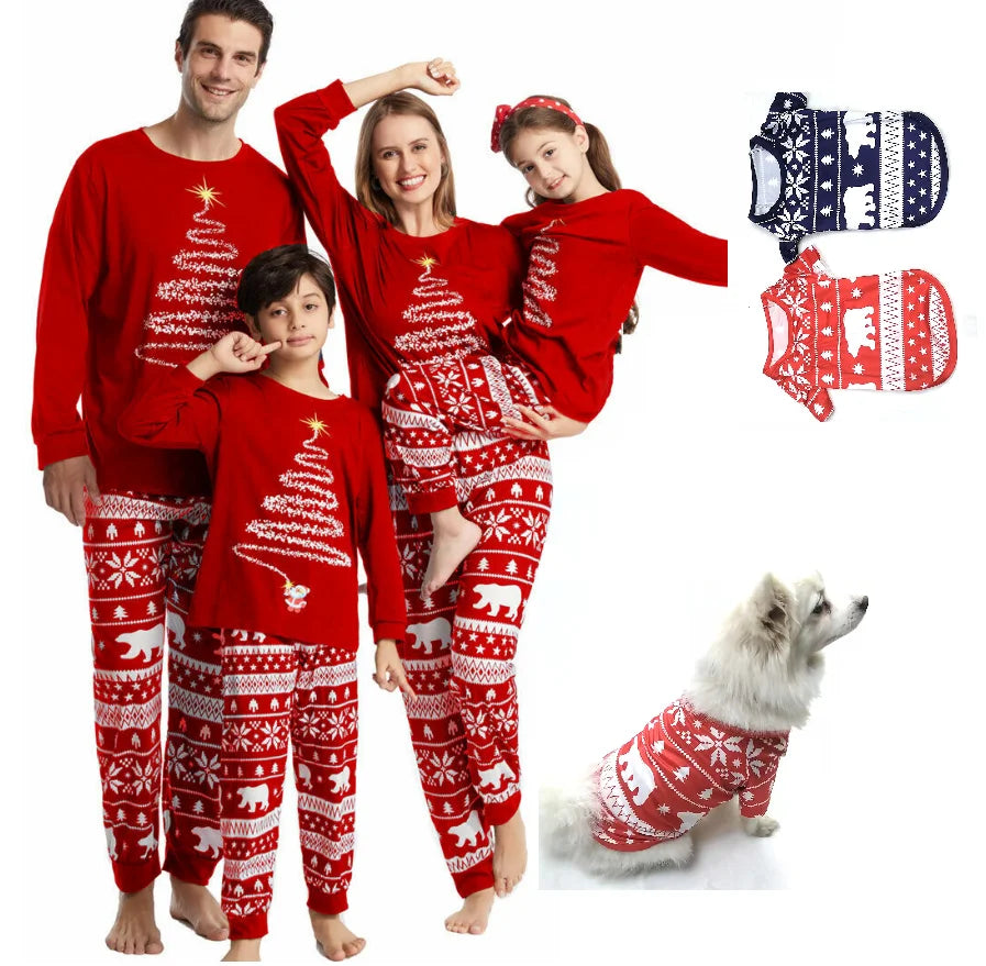 Christmas Family Matching Pajamas Set Polar Bear Father Mother Children & Dog Pyjamas Mommy and Me Xmas Pj's Clothes