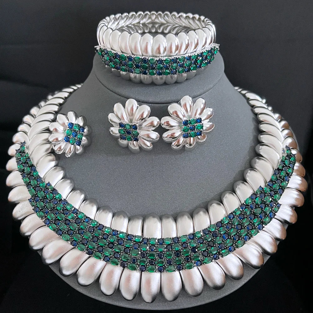 Maxy Famous Brand Bling Sequins Luxury Jewelry Sets For Women Wedding Party Zircon Wedding Bridal Jewelry Set