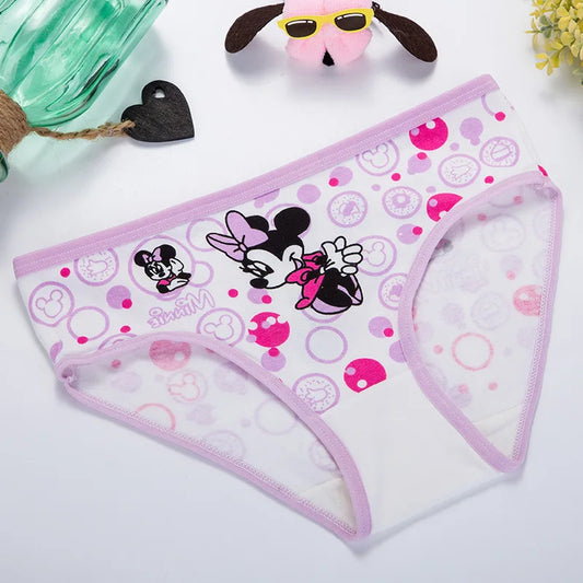 Maxy 1/4pcs Disney Anime Minnie Mouse Girl Underwear Kawaii Mickey Minnie Children Underpants Cartoon Princess Shorts Kids Gifts