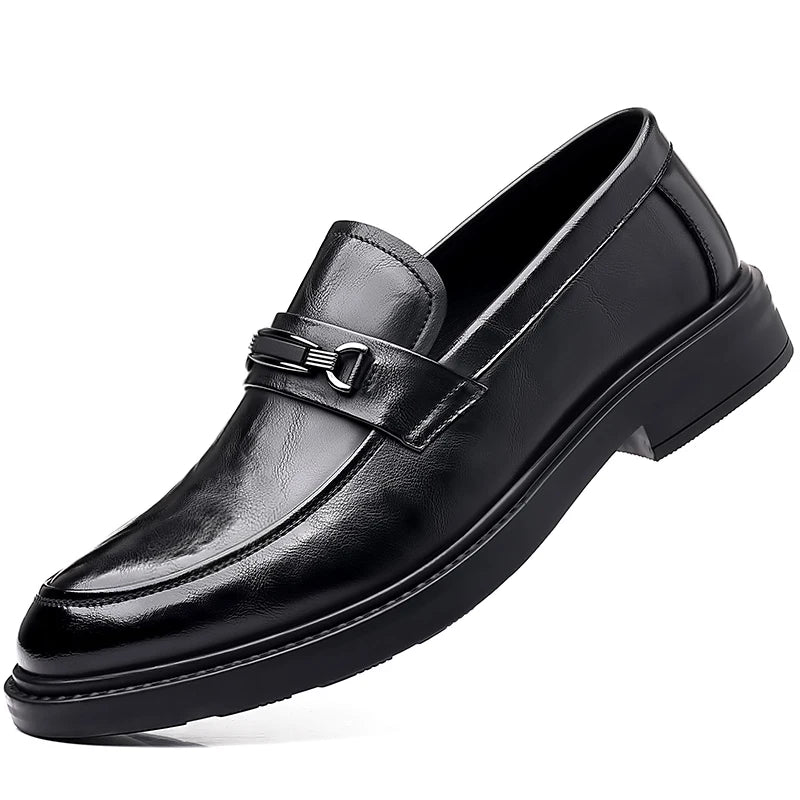 Visco Italian High-end Leather Slip-on Shoes Men's Business Dress Square Toe British Slip-On Formal Casual Loafer Oxford Shoes Wedding