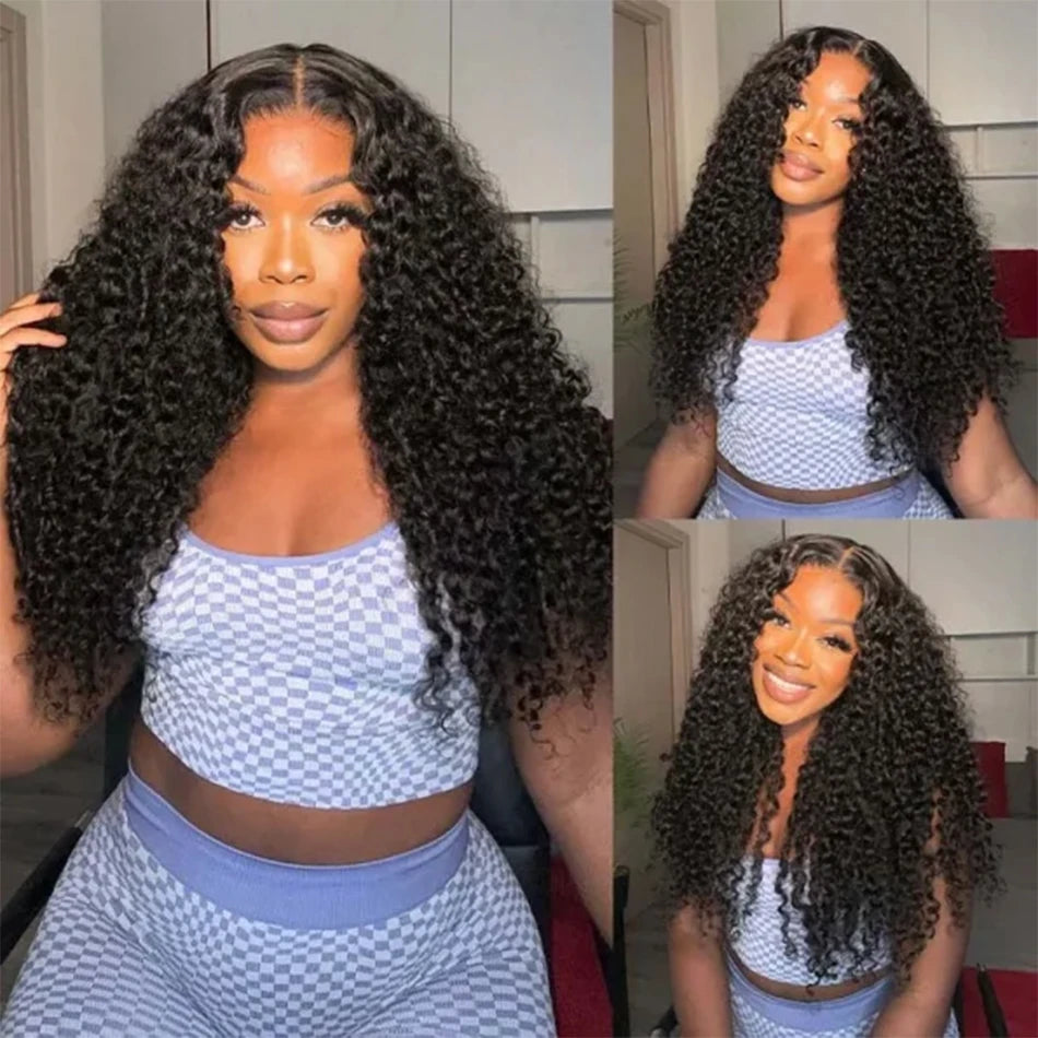 Amay Glueless Kinky Curly 13x4 Lace Front Human Hair Wigs For Women Brazilian Deep Curly Lace Frontal Wig Wet And Wavy Frontal Wigs