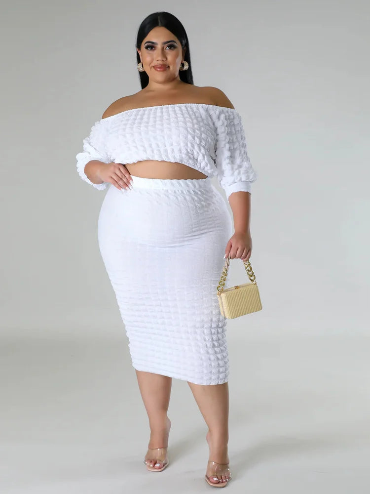 Wmstar Plus Size Dress Sets Womens Clothing Two Piece Set Crop Office Top Skirts Summer New In Outfits Wholesale Dropshipping