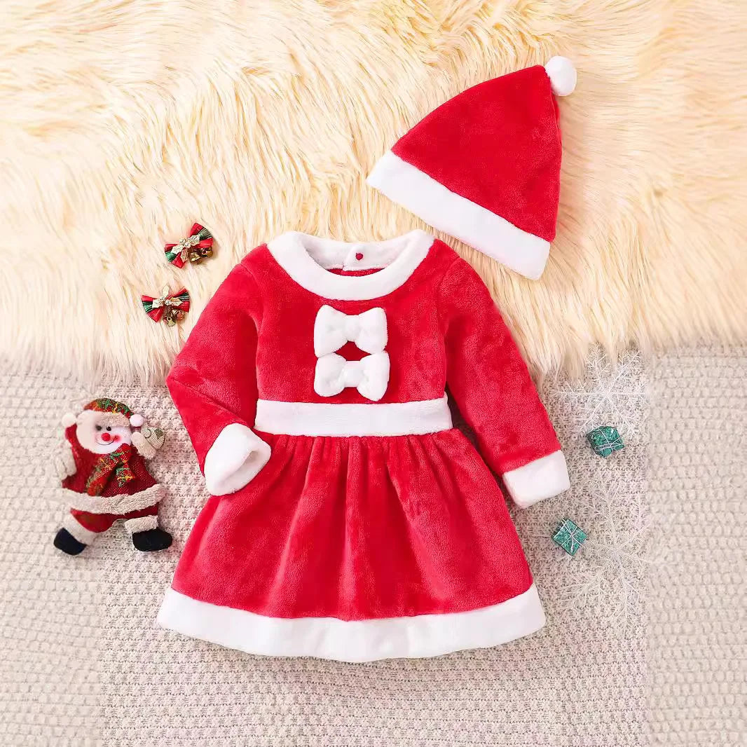 Maxy Baby Girls Christmas Dress Baby Santa Claus Costume Red Santa Tulle Dress With Hat