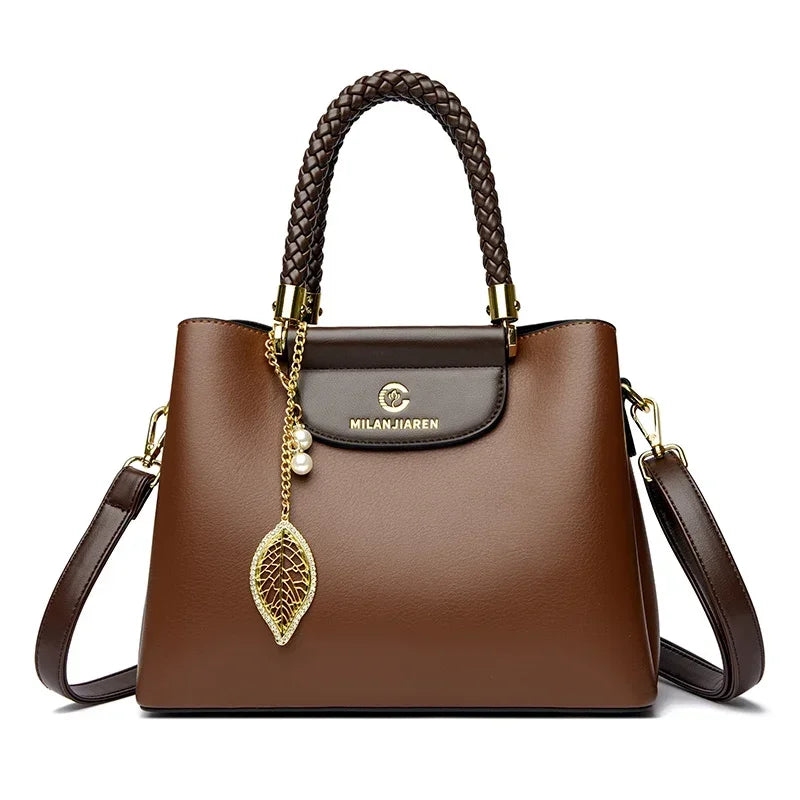 Maxy Genuine Soft PU Leather Handbags for Women Vintage Shoulder Tote Bag Luxury Designer Ladies Large Capacity Purse Bags Sac A Main