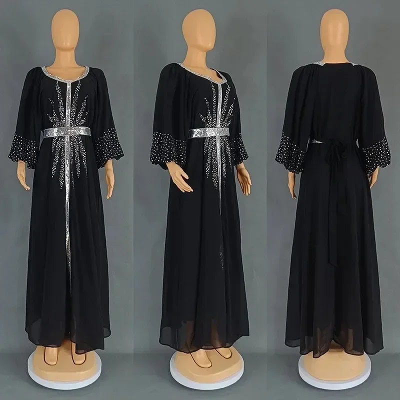 Maxy Summer African Dresses for Women Elegant African Half Sleeve O-neck Polyester Dress Gowns Kaftan Muslim Abaya Outfits