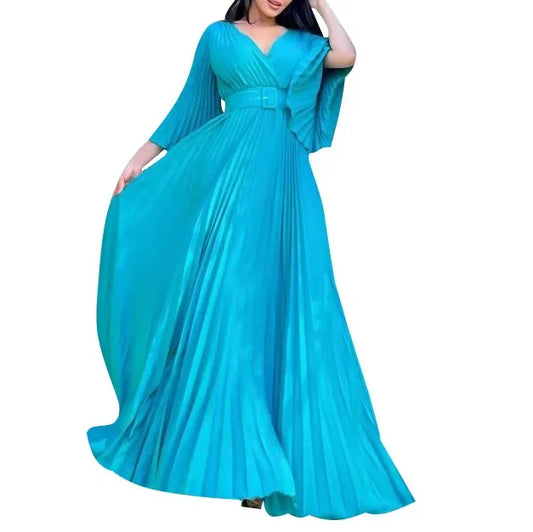 Amay Dress for Women Autumn Fashion Dashiki Solid Color 2 New Arrival Robe Elegant Party Maxy Dress