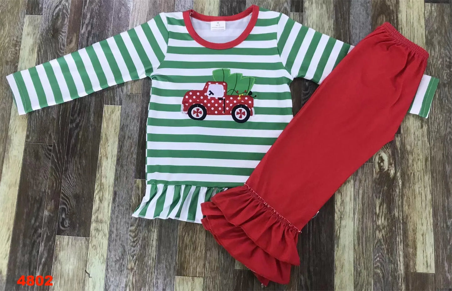 Maxy Red Fall Christmas Children's Pajamas set Santa baby autumn long cotton long-sleeved top + long pants pajamas set