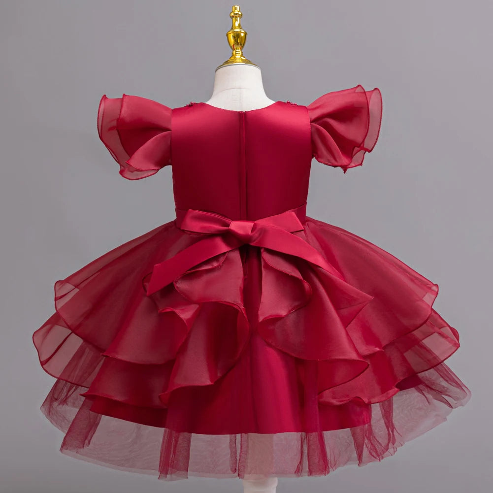 Maxy Princess dress; evening dress; bow puffy dress; stage performance dress; hostess dress; flower girl dress;