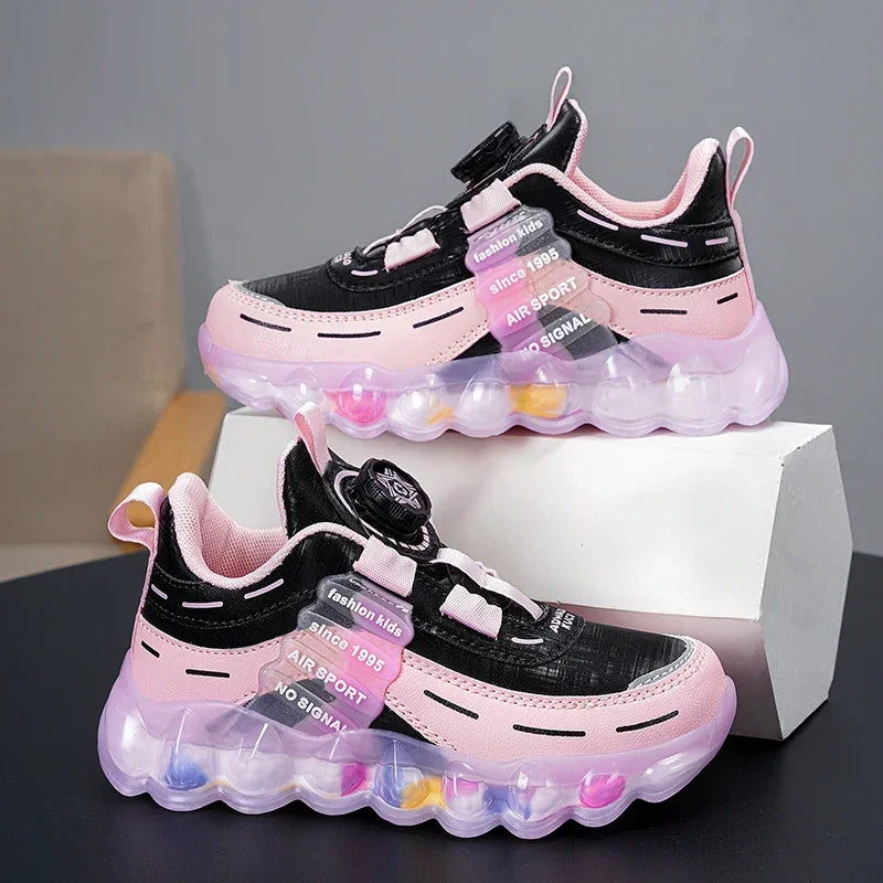 Maxy Spring Children Girls Boys PU Sneakers Toddlers Casual Shoes Kids Fashion Pink Tennis High Quality Sports Flats Size 26-39#