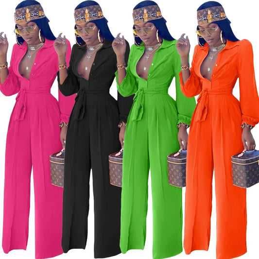 Maxy Summer African Clothes for Women Long Sleeve V-neck Blue Black Orange Party Evening Jumpsuit Dashiki Clothing
