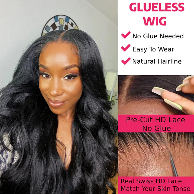 Maxy Hair Pre Bleached Knots Body Wave Wig Wear And Go Glueless Human Hair Wig 6X4 HD Lace Front Wig Pre Cut PrePlucked