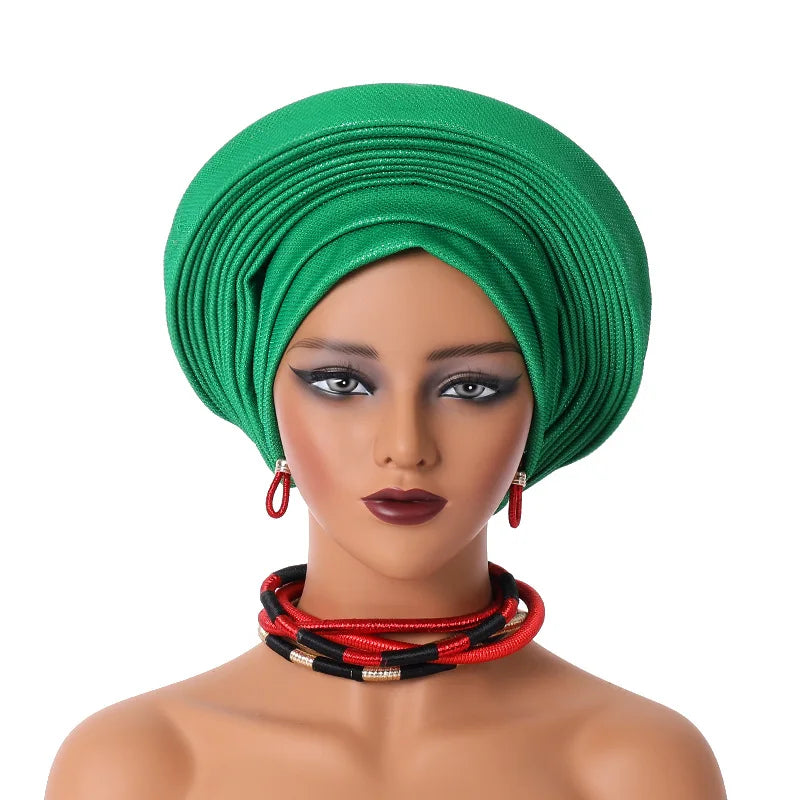Maxy Gele Head tie Auto Gele Turban Head warp Already Made African Turban Cap Party Women Muslim Hijab Headscarf Bonnet Hat