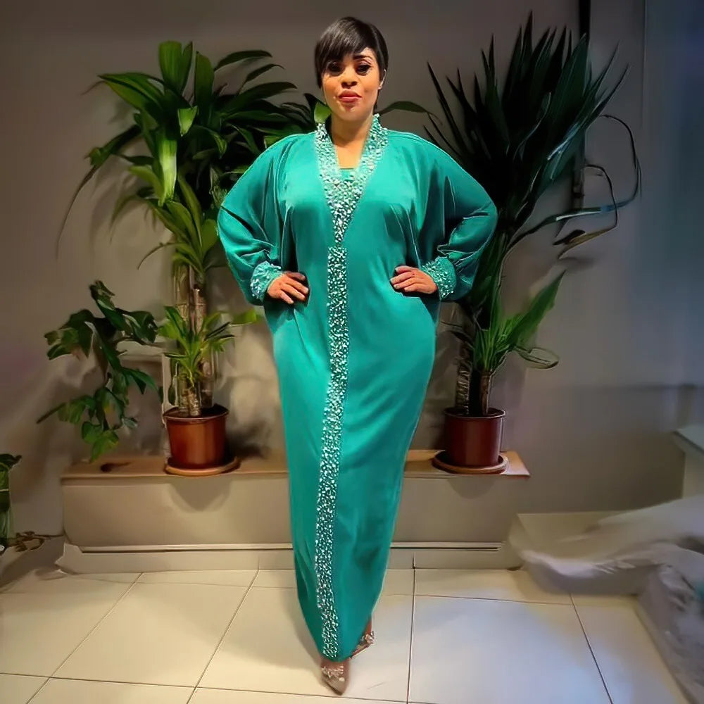 Amay Plus Size Dresses For Women Dubai African Abayas Wedding Party Long Sleeve Robe Turkey Wears Boubou Femme Style Africain