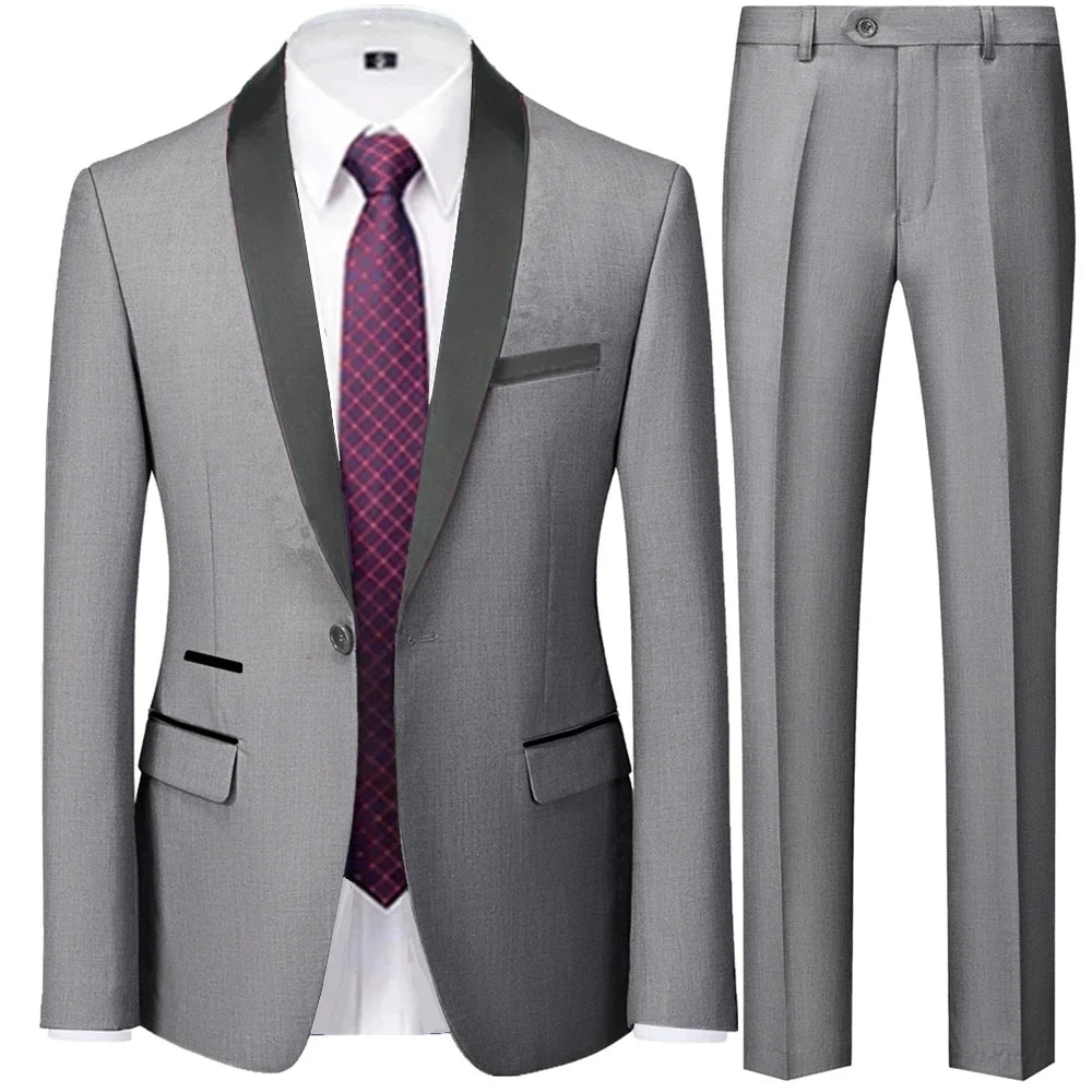 Visco Men's British Style Slim Suit 3 Piece Set Jacket Vest Pants / Male Business Gentleman High End Custom Dress Blazers Coat  S-6XL