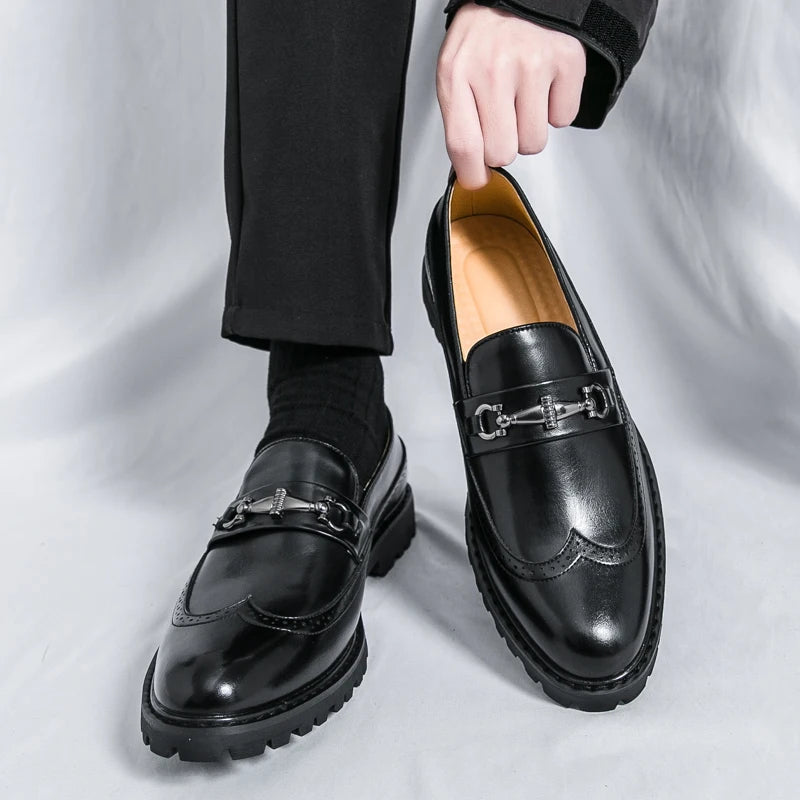 Visco Men's Four Seasons One Step Retro British Set Pointed Loafers Korean Version Breathable Lazy Casual Men's Shoes