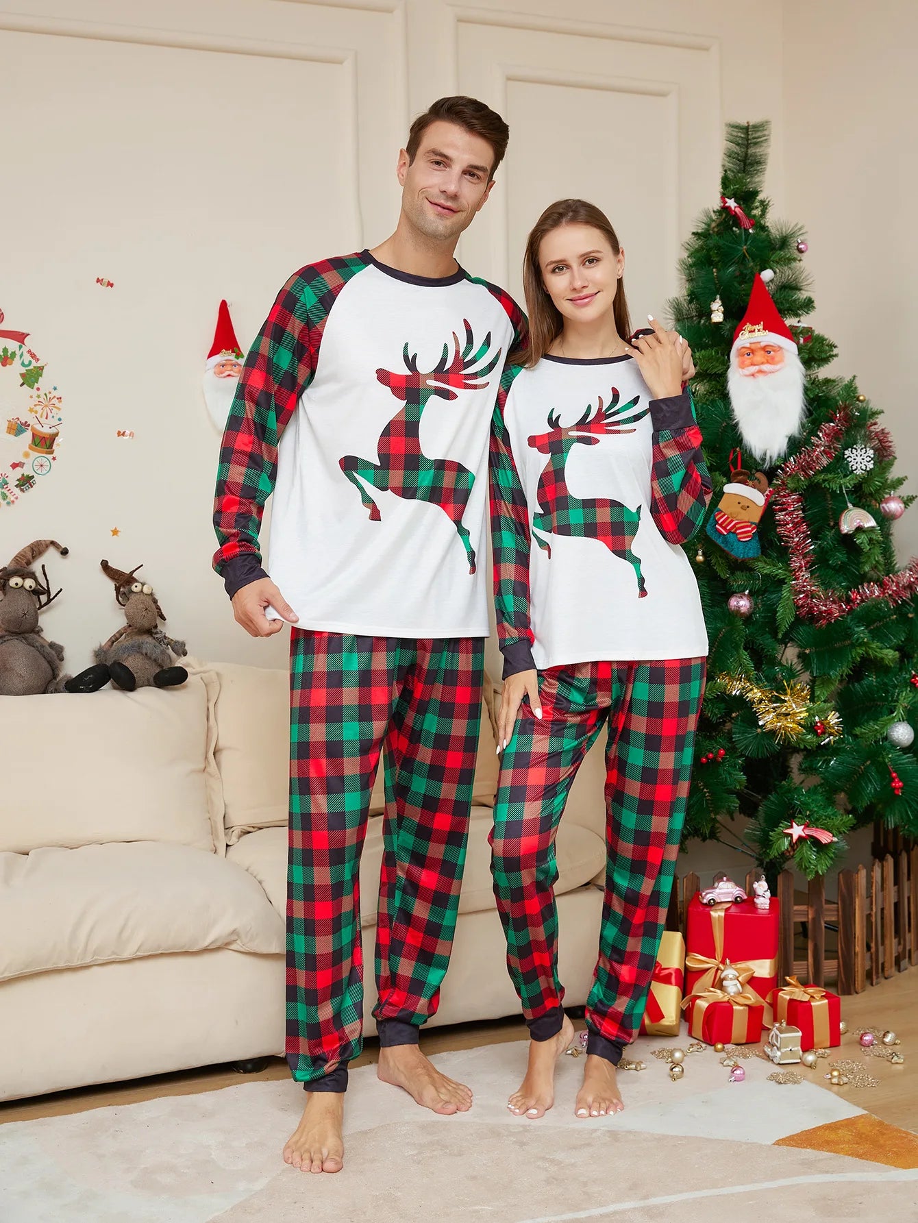 Christmas Pajamas Family Matching Outfits Adult And Kids Pyjamas Sets Pants+Deer Print Tops Xmas Sleepwear Baby Boy Girls Romper