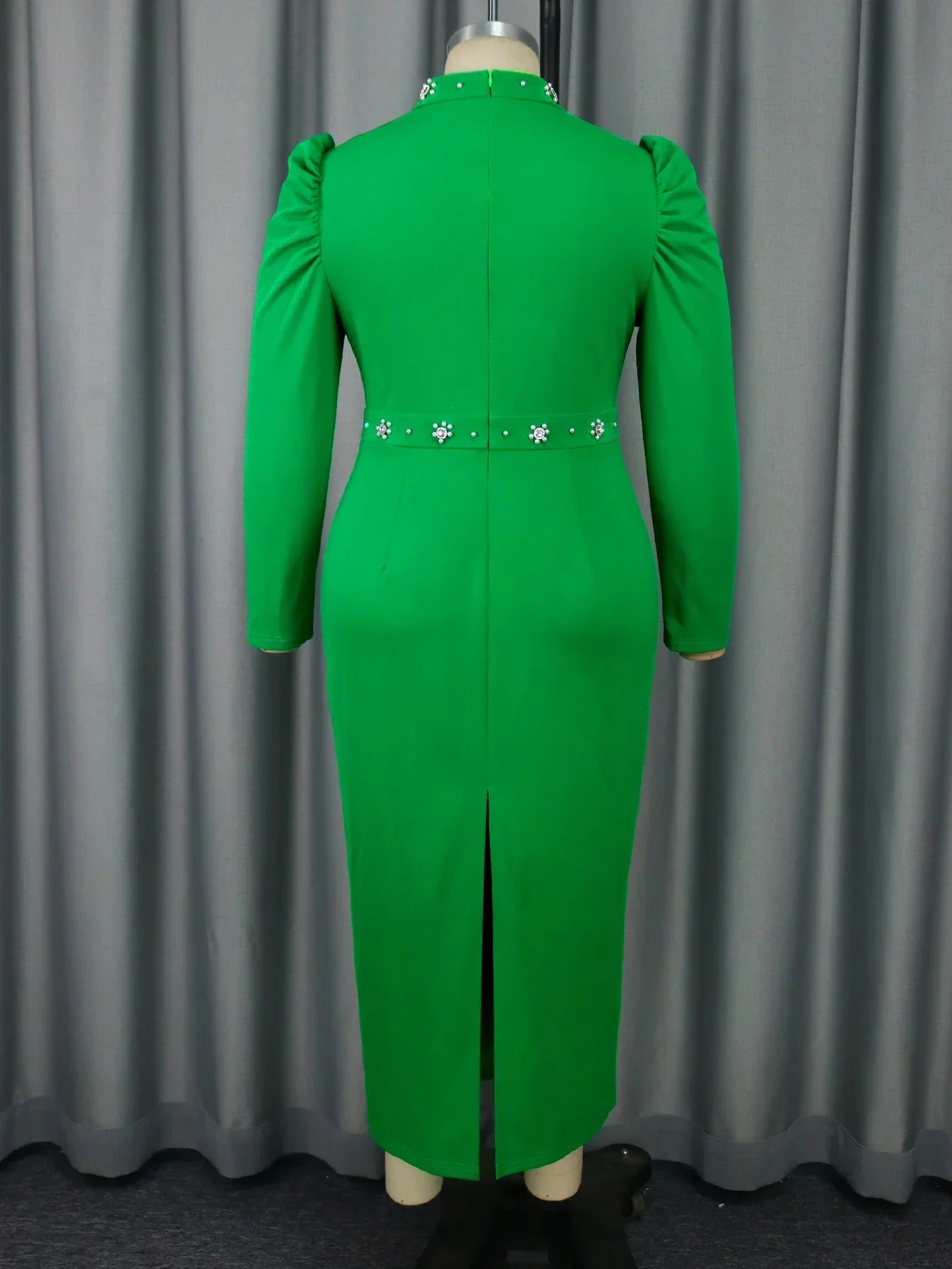 Maxy Green Christmas Dress Elegant Beading Hollow Out High Waist Bodycon New Luxury Diamond Birthday Slim  Xmas Dresses Occasion New