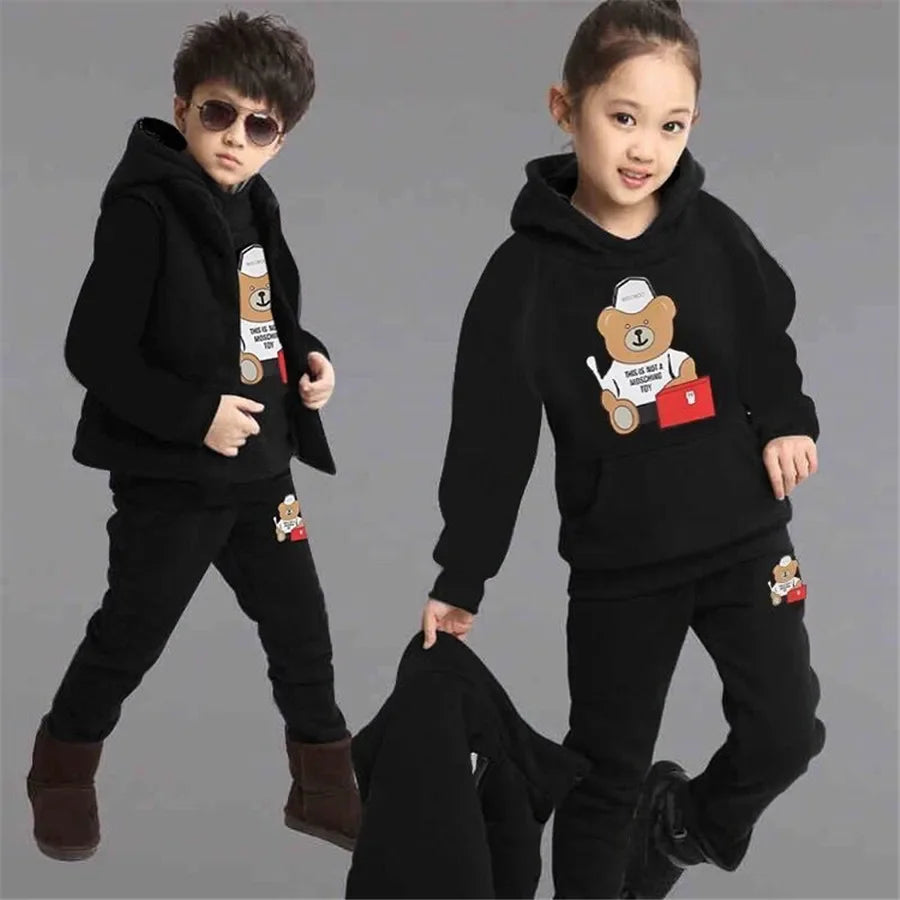 Maxy 2024 winter Boys tracksuit Autumn Toddler Teenager Clothes tiger velvet jacket + Sweater + Pant Children Kids 8 9 10 11 12 year