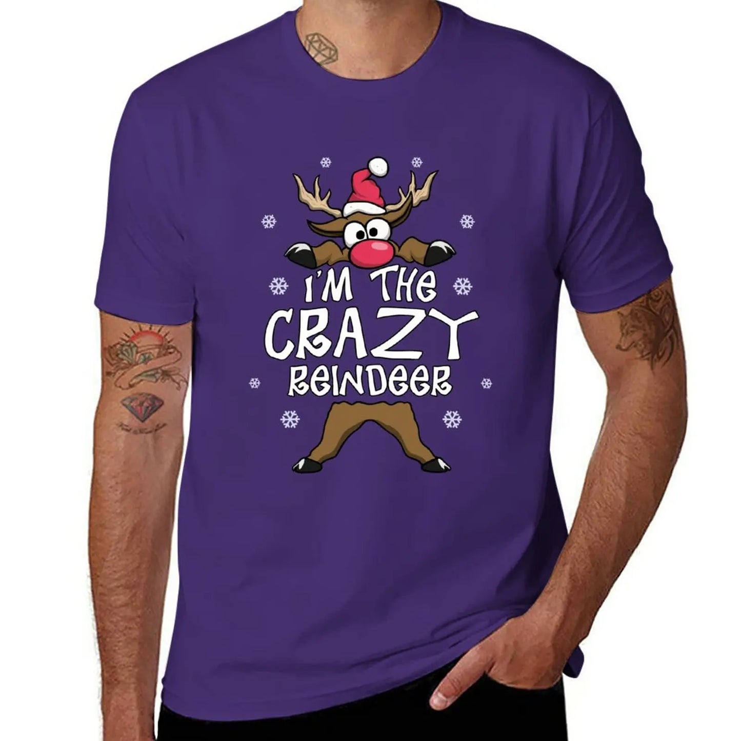 I’m The Crazy Reindeer Family Matching Christmas Pajamas T-Shirt Tee shirt korean fashion fitted t shirts for men