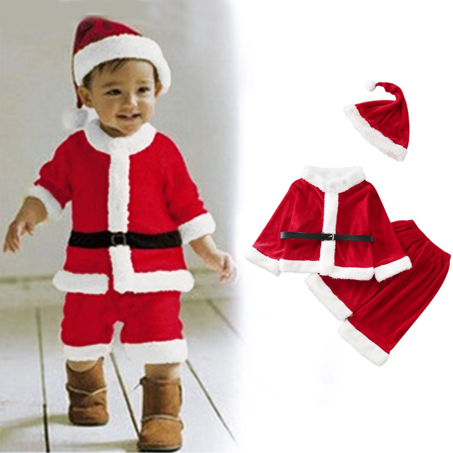 Maxy Christmas Baby Clothes Kids Santa Claus Cosplay Costume Boys Long Sleeve Clothes Toddler Cute Infant Winter Outwear Costumes