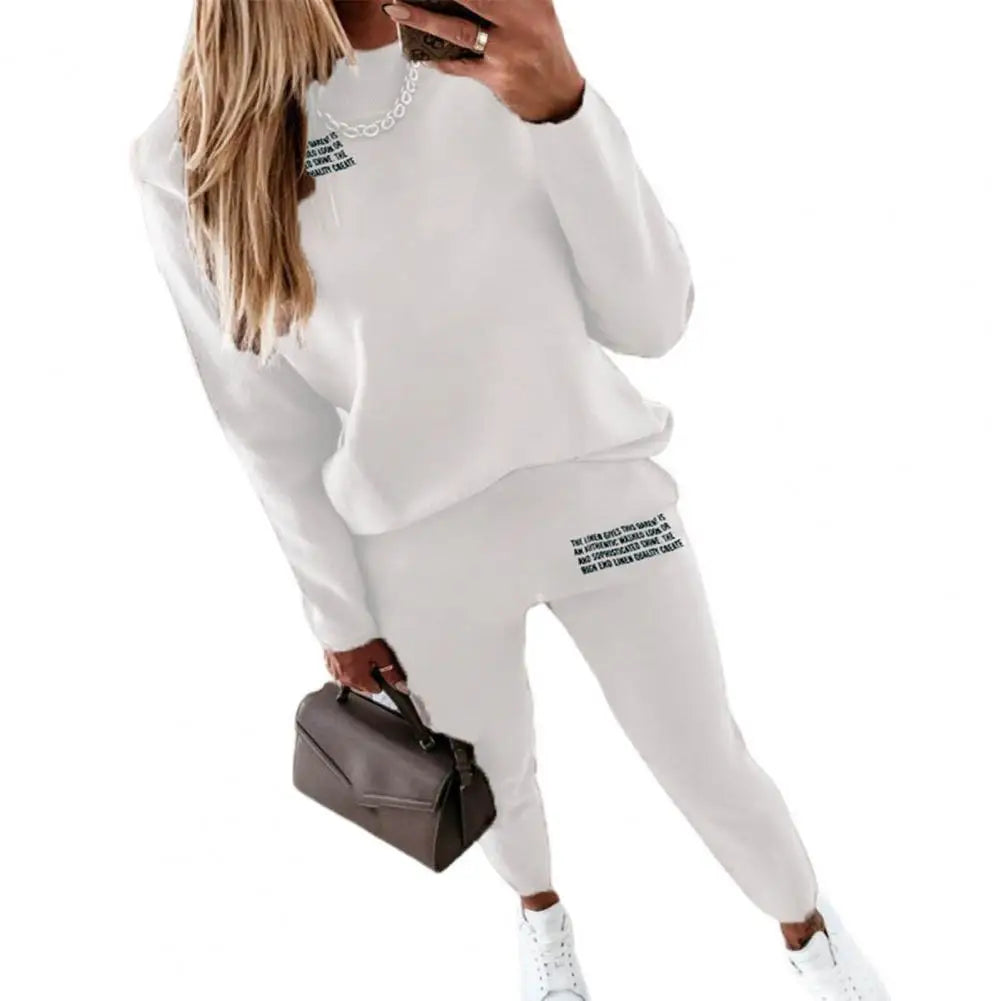 Amay Women's Tracksuit Casual Solid Long Sleeve Sport Suits Autumn Warm Sweatshirts and Long Pant Fleece Two Piece Sets