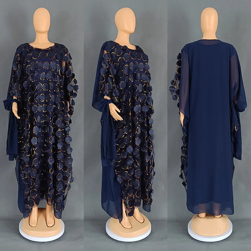 Amay Evening Dress Women Dashiki Chiffon African Clothes Robe Marocaine Luxury Dubai Kaftan Abaya Muslim Dress Vetement Plus Size