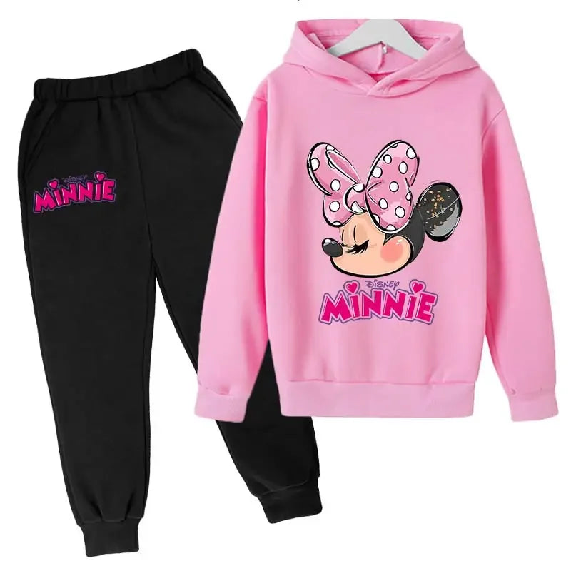 Minnie Mouse Clothes Set For Baby Girls With Autumn Winter Suit Mickey Mouse Toddler Kid Hoodies Set Infant Boy Clothing