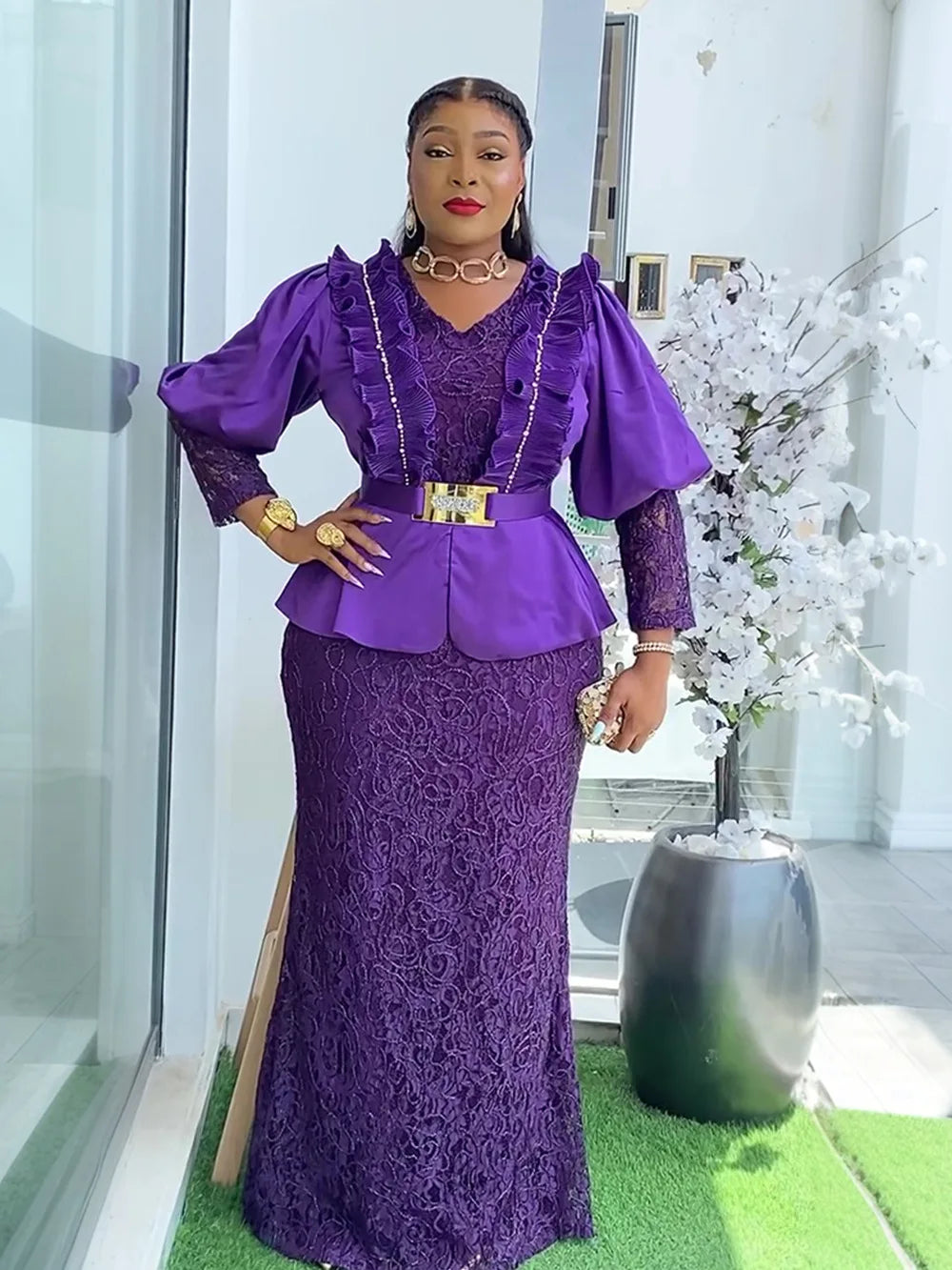 Amay African Dresses for Women New Fashion Plus Size Sequin Evening Party Long Dress Dashiki Ankara Outfits Robe African Clothes