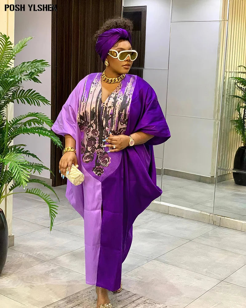 Maxy Plus Size African Long Dresses for Women Traditional Nigeria Print Patchwork Caftan Dress Abaya Musulman Robe Femme Clothes