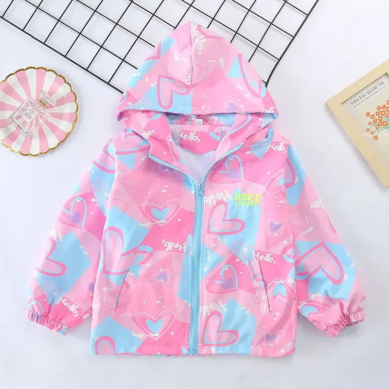 Waterproof Hooded Coat Kids Cartoon Girls Lovely Warm Rmovable Fleece Lined Jacket Cotton Padded Cothes Children Outfit XMP95