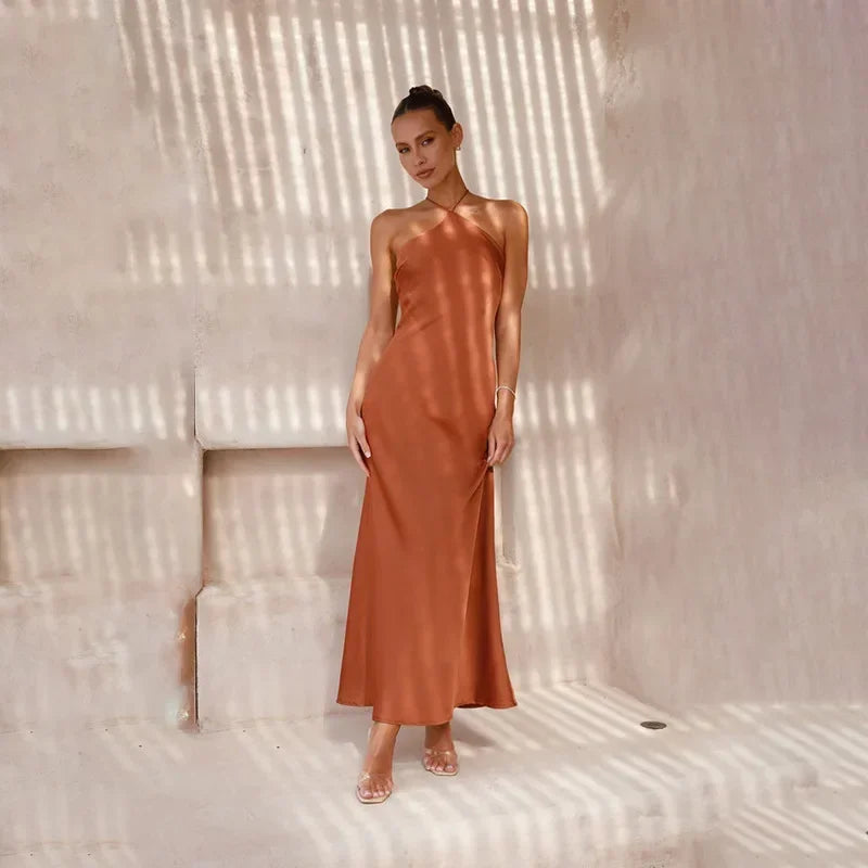 Maxy Women's Party Dresses Spring Summer New Sexy Solid Slim Sleeveless Backless Temperament Maxy Dresses For Women Robe Femme