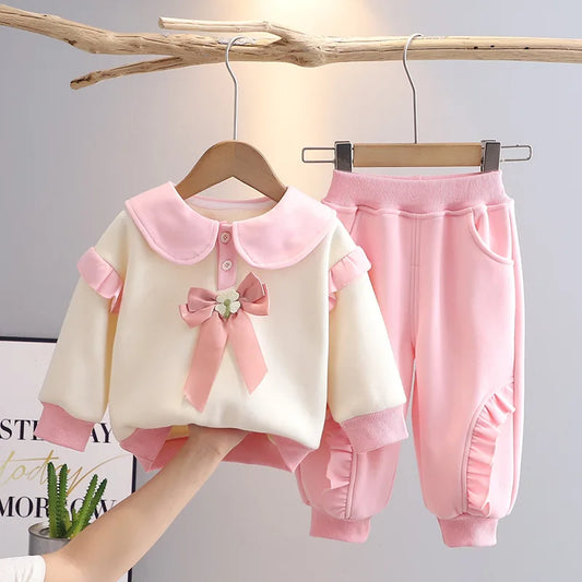 Maxy New Autumn winter Baby Clothes Children Girls Thick Warm T-Shirt Pants 2Pcs/Sets Kids Clothing Infant Costume Toddler Tracksuits