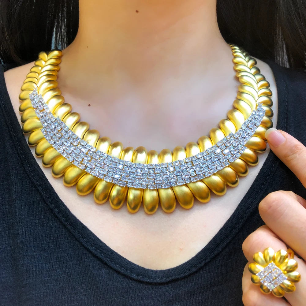 Maxy Famous Brand Bling Sequins Luxury Jewelry Sets For Women Wedding Party Zircon Wedding Bridal Jewelry Set