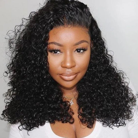 Maxy Glueless 8 to 16 Inch Kinky Curly Bob Human Hair Wig Wear To Go Pre Plucked Lace Peruvian Curly Bob Wigs For Women and Girls