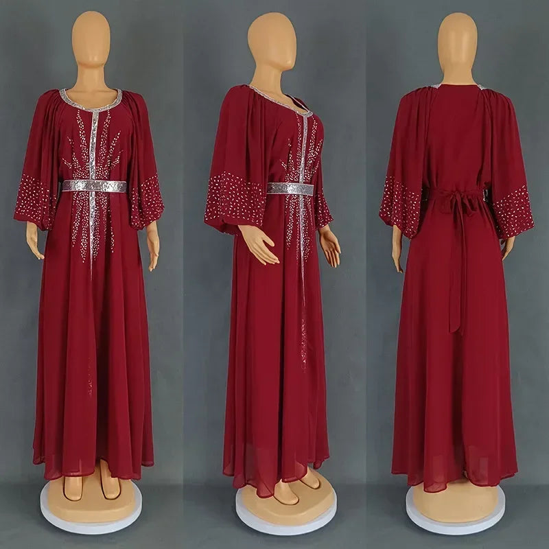 Maxy Summer African Dresses for Women Elegant African Half Sleeve O-neck Polyester Dress Gowns Kaftan Muslim Abaya Outfits