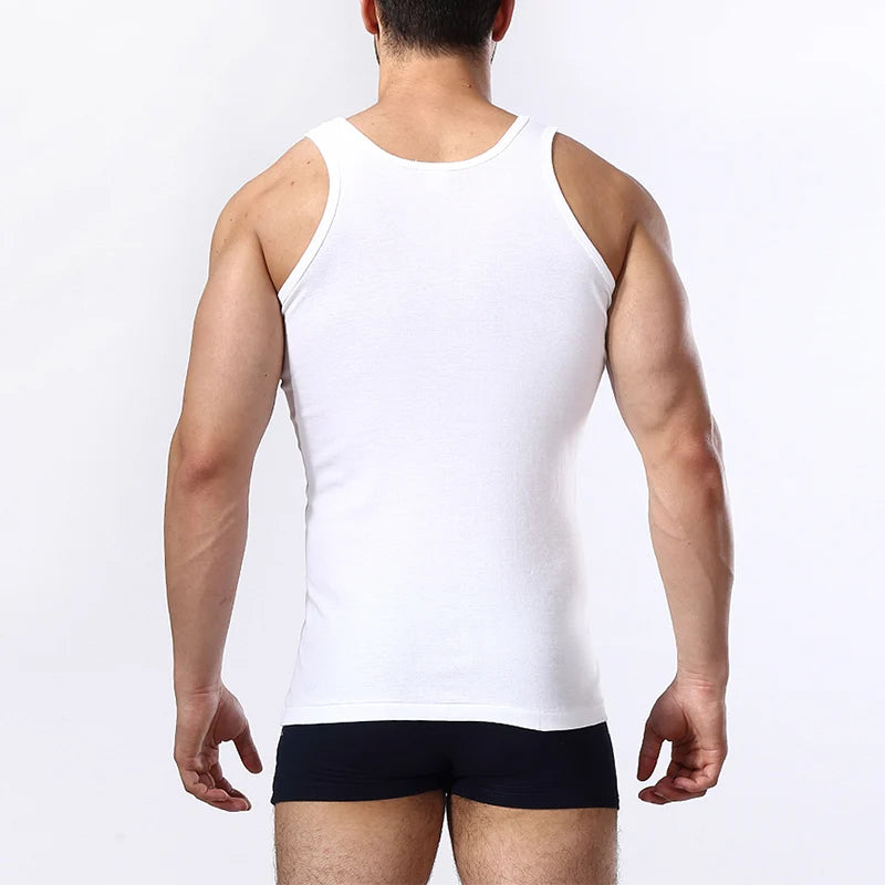 2025 New Men's summer lightweight cotton tight vest, casual family pajamas, outdoor tight top, breathable quick-drying vest