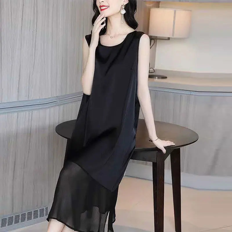 Maxy Casual Solid Color Patchwork Matching Sets Commute Single-breasted Spring Autumn Women's Clothing O-Neck Split Midi Dress Sets