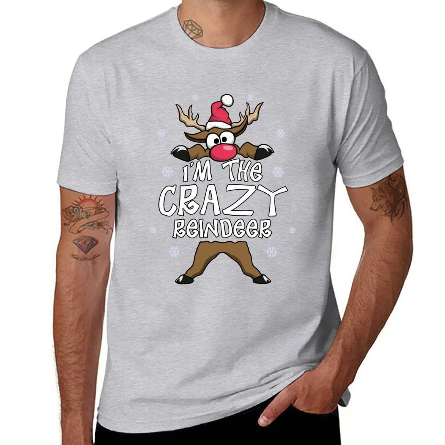 I’m The Crazy Reindeer Family Matching Christmas Pajamas T-Shirt Tee shirt korean fashion fitted t shirts for men