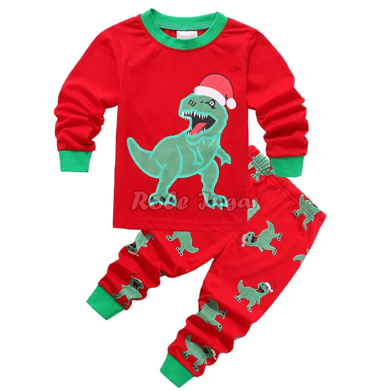 Kids Halloween Christmas Tops + Pant Cosplay Costume Boys Girls Santa Claus Print Pajamas Nightwear Home Clothing 2-7 Years